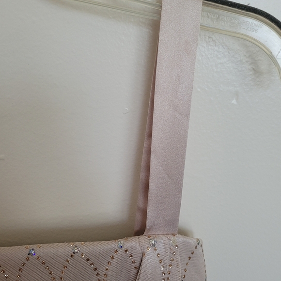 Dress Barn Pink Gold Dress Ribbon, Sequins, Rhinestones, Tulle Size 8 Petite - Picture 7 of 12